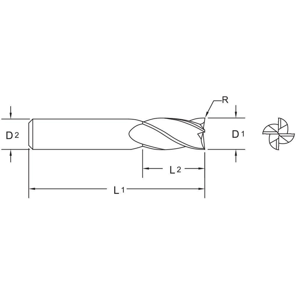 M A Ford Square End Mill 0 1000 Dia 0 3000 LOC 4 Flute Solid