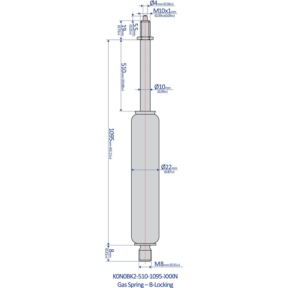 Bansbach Easylift B Locking Gas Spring Mm Rod Dia Lb