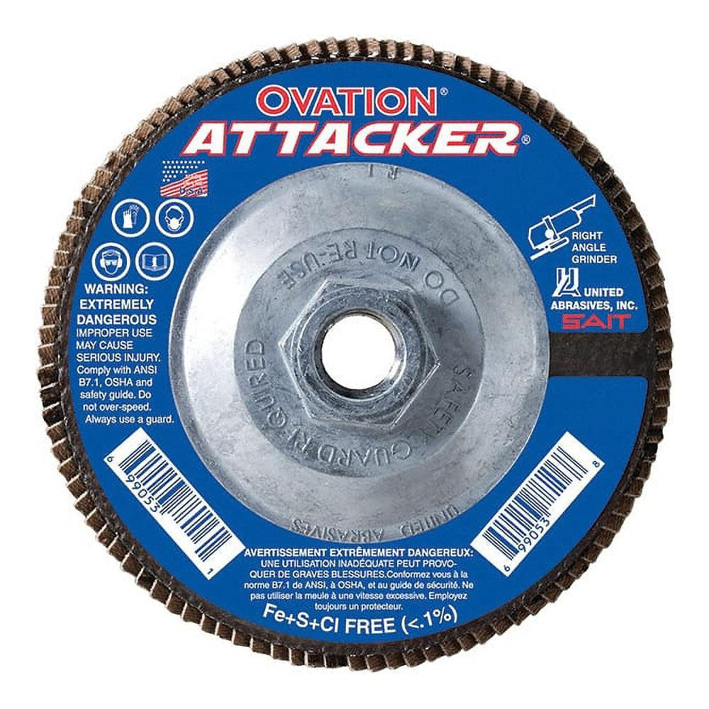 Sait Flap Disc 4 1 2 Dia 7 8 Hole 60 Grit Zirconia Alumina