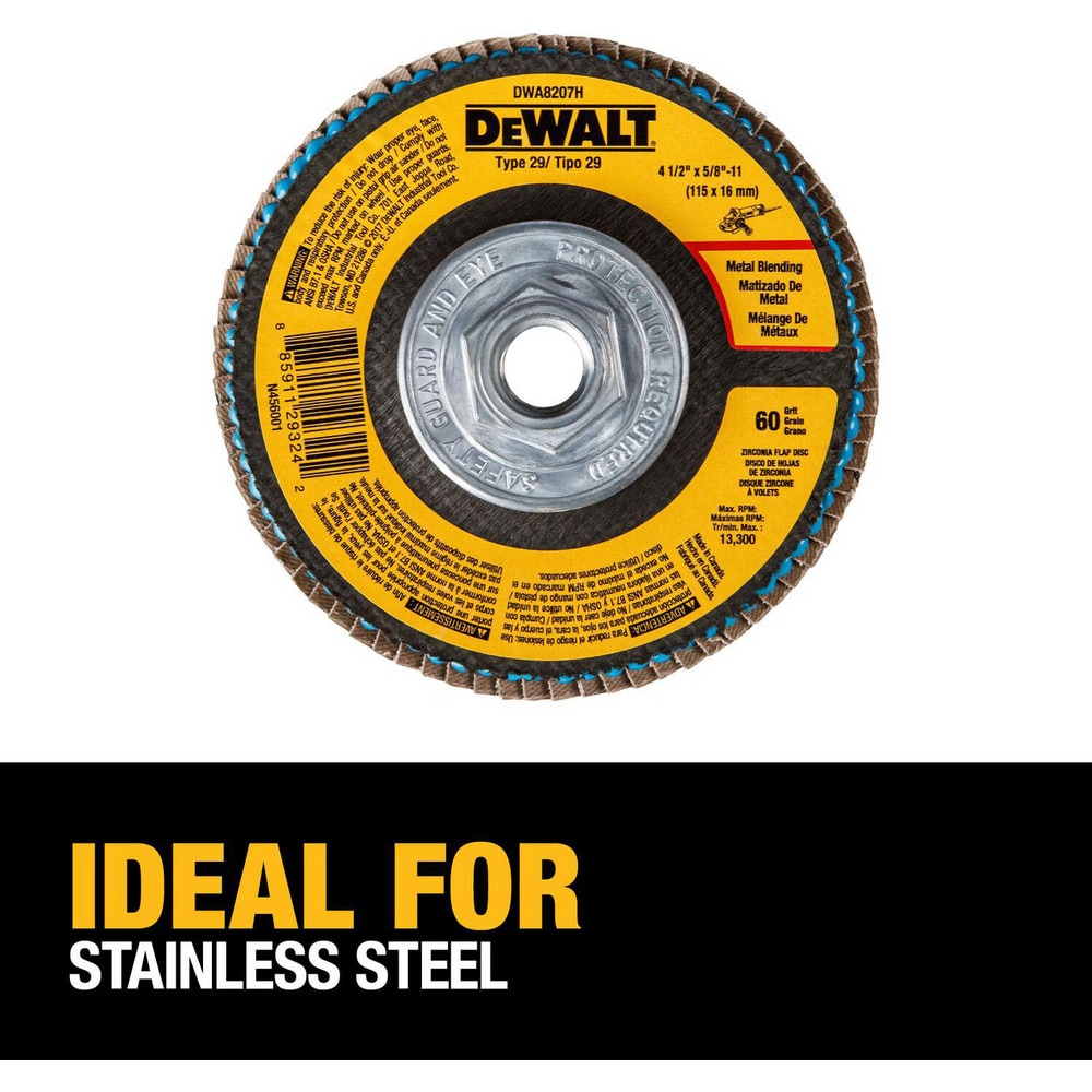 DeWALT Flap Disc 4 1 2 Dia 5 8 11 Hole 60 Grit Zirconia Alumina