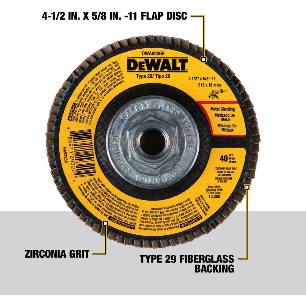 Dewalt Flap Disc Dia Hole Grit Zirconia Alumina