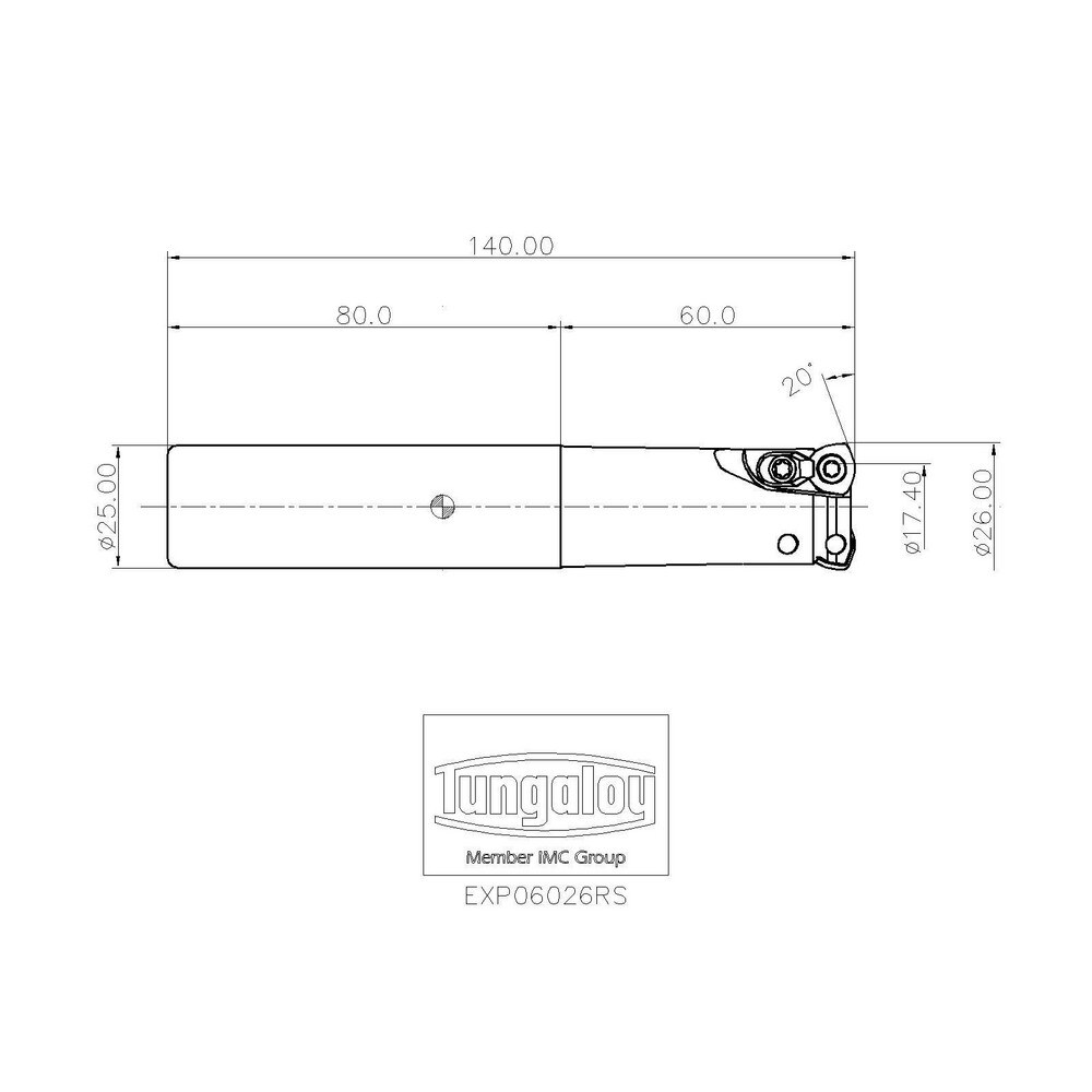 Tungaloy Indexable High Feed End Mill 26 Mm Cut Dia 25 Mm