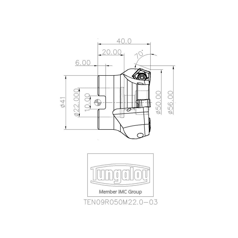 Tungaloy 50mm Cut Diam 22mm Arbor Hole Diam Indexable Square