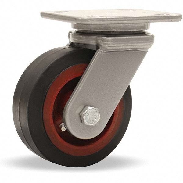 Hamilton Swivel Top Plate Caster Rubber Mold On Cast Iron Wheel