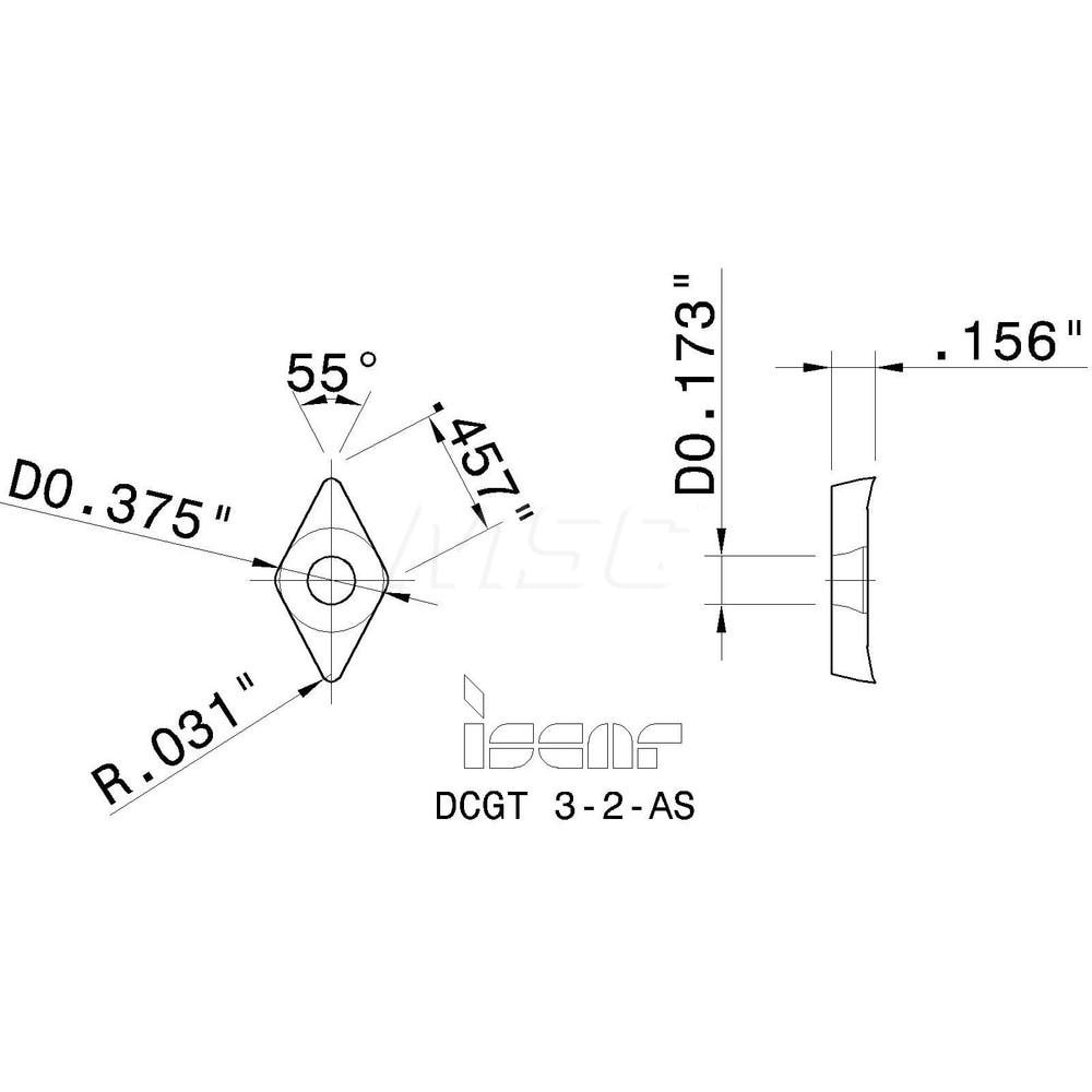 Iscar Turning Insert DCGT 3 2 AS IC 20 Carbide MSC Direct