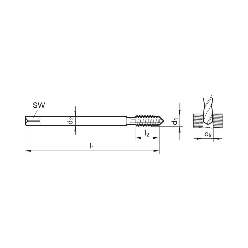 Guhring Spiral Point Tap M18x1 5 Metric Fine 4 Flutes Plug Chamfer