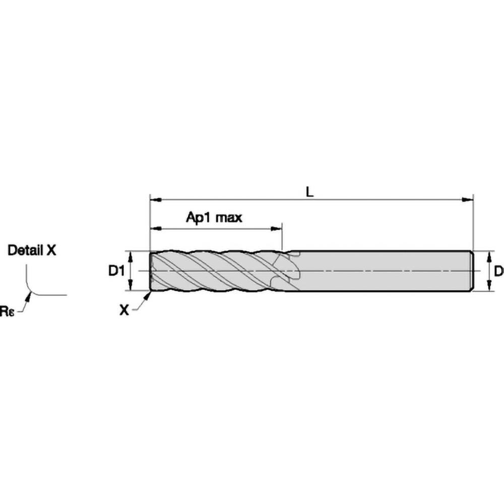 Widia Corner Radius End Mill 3 8 Dia 1 1 4 LOC 0 0150 Radius 5