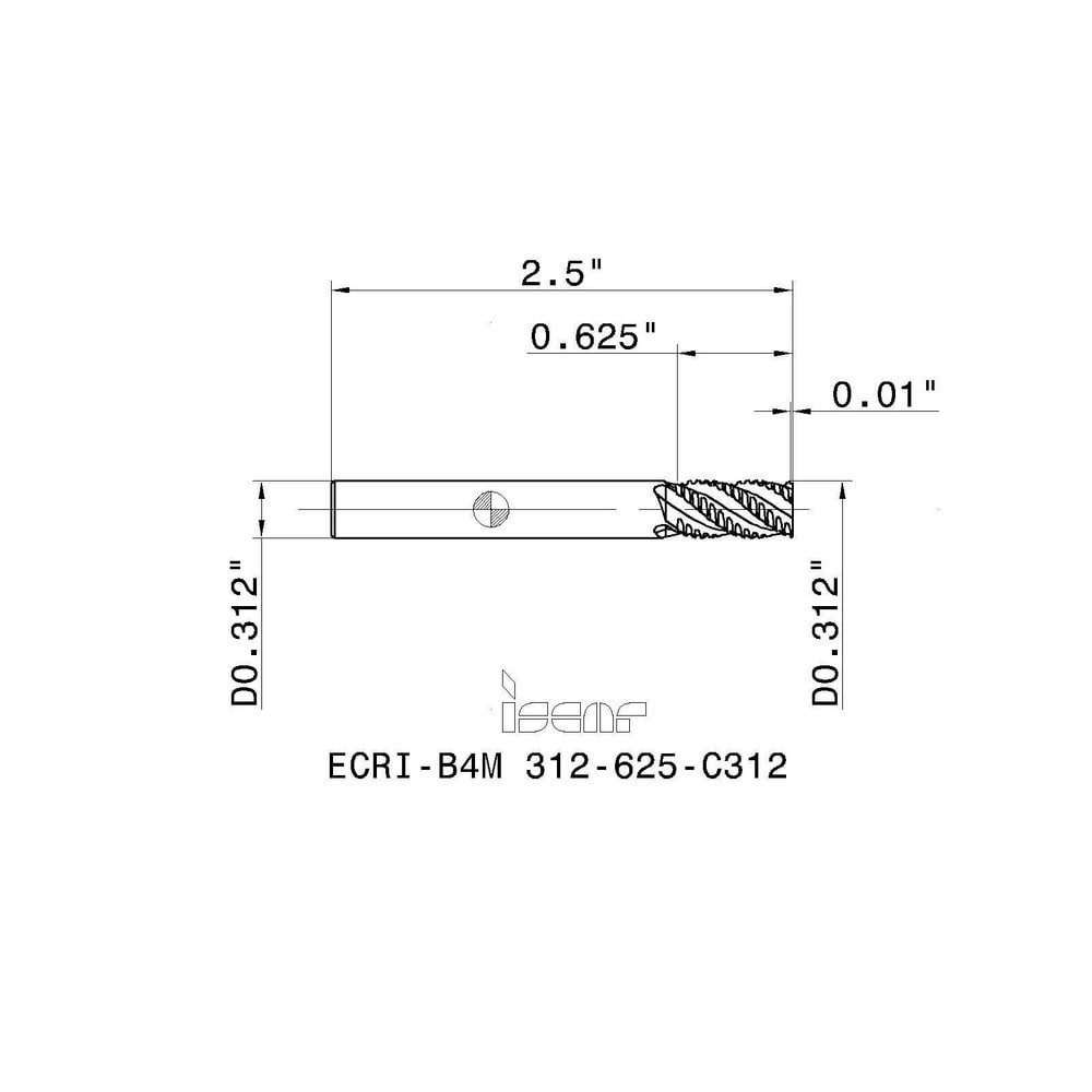 Iscar Roughing End Mill Dia Flute Coarse Pitch Single End