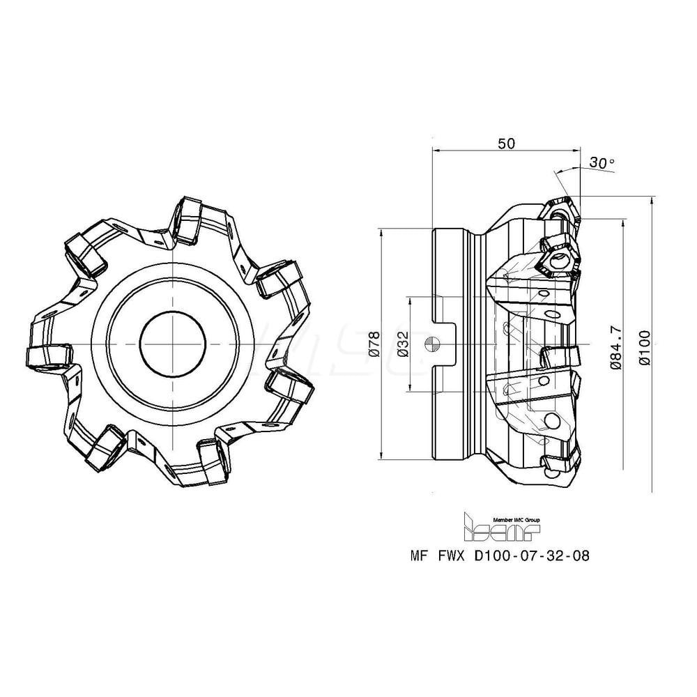 Iscar 100mm Cut Diam 32mm Arbor Hole 3 5mm Max Depth Of Cut 30