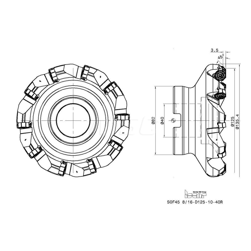 Iscar 135 4mm Cut Diam 40mm Arbor Hole 3 5mm Max Depth Of Cut 45