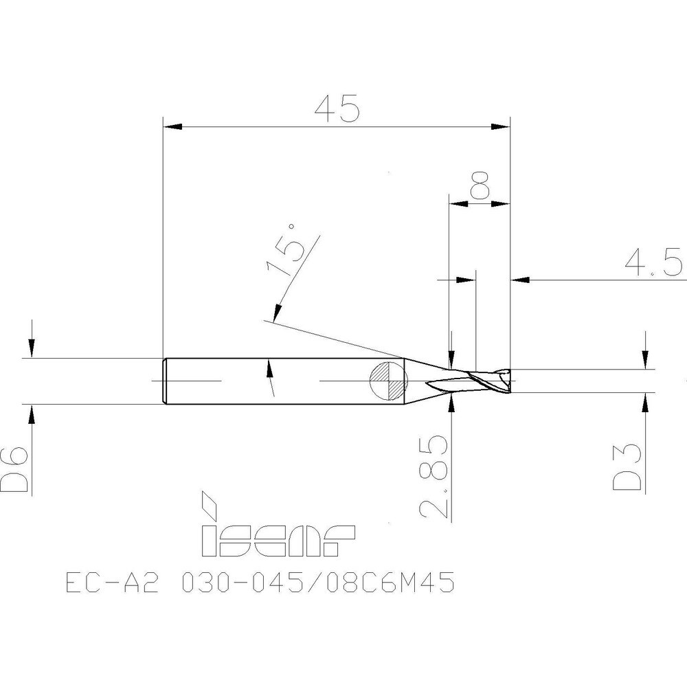 Iscar Square End Mill Mm Dia Mm Loc Flute Solid