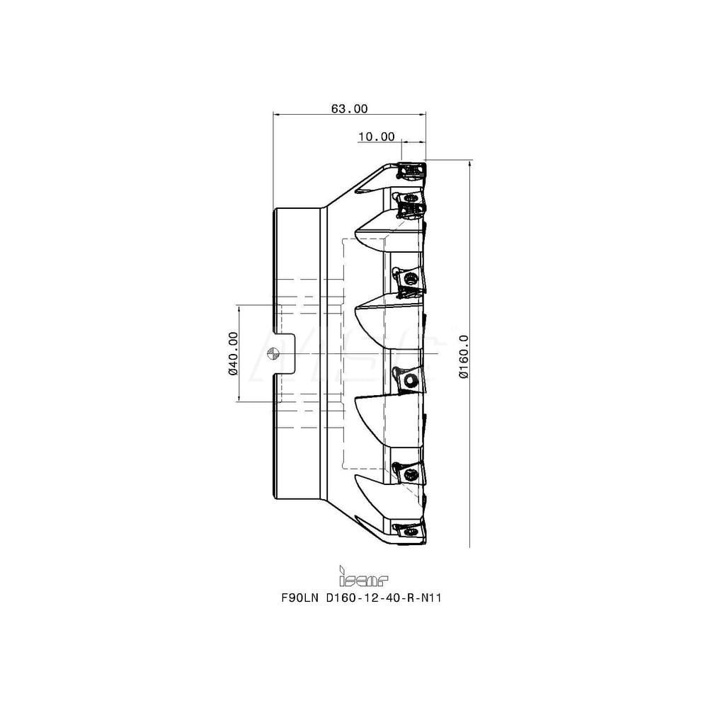 Iscar 160mm Cut Diam 40mm Arbor Hole Diam 10mm Max Depth Indexable