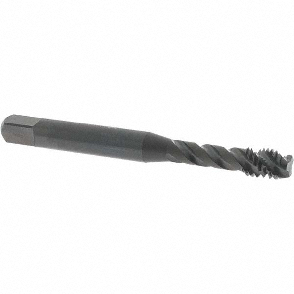 Spiral Flute Tap: M6x1.00 Metric Coarse, 3 Flutes, Modified Bottoming, 6H Class of Fit, Vanadium High Speed Steel, Oxide Coated