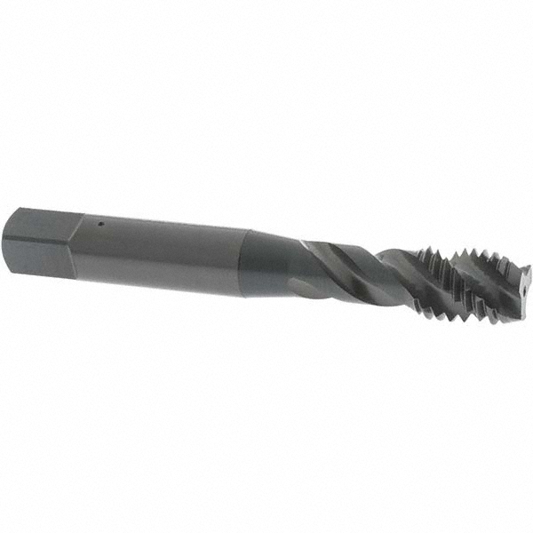 Spiral Flute Tap: M10x1.50 Metric Coarse, 3 Flutes, Modified Bottoming, 6H Class of Fit, Vanadium High Speed Steel, Oxide Coated