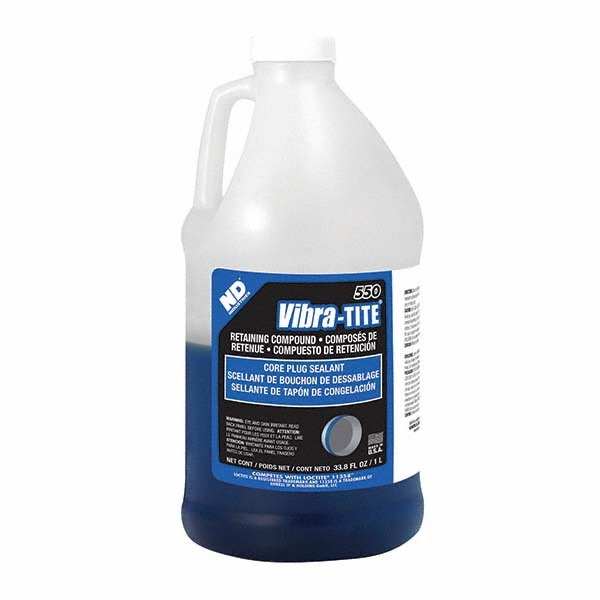 Retaining Compound: 1 L Bottle, Blue, Liquid - High Strength, 300 &deg; F Max Operating Temp, Series 550