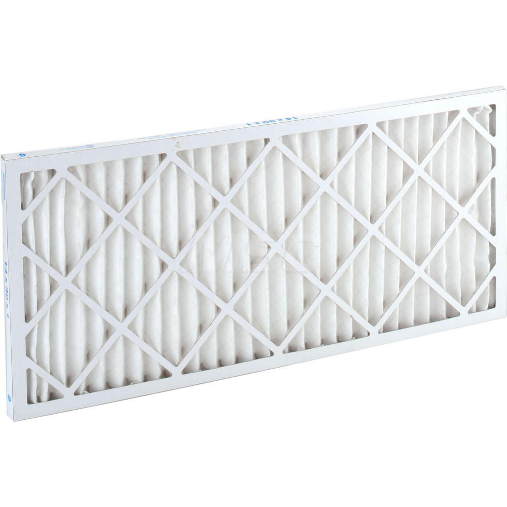 Pleated Air Filter: Wire-Backed Pleated, MERV 8, Synthetic, 35% Efficient, 14" High, 30" Wide, 1" Deep - Paperboard Frame, 300 FPM, 875 CFM, Use with Any Unit