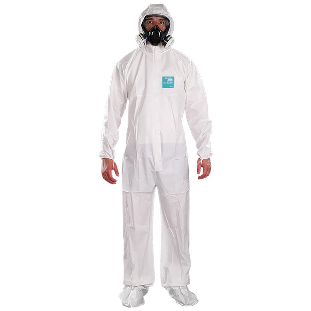 Disposable & Chemical Resistant Coveralls; Garment Style: Coveralls ; Size: 6X-Large ; Material: Microporous Polyethylene Laminate Non-Woven ; Closure Type: 2-Way Zipper with Storm Flap ; Number Of Pockets: 0.000 ; Cuff Style: Elastic with Thumb-loop