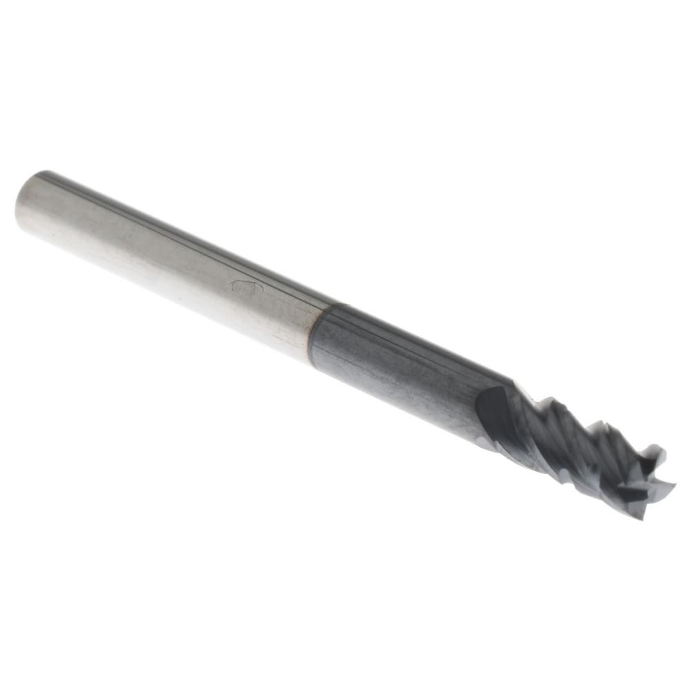 Roughing & Finishing End Mill: 1/8" Dia, 4 Flutes, Square End, Chipbreaker, Solid Carbide