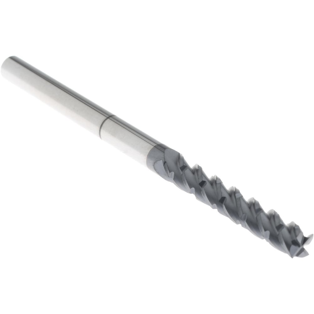 Roughing & Finishing End Mill: 3/16" Dia, 4 Flutes, Square End, Chipbreaker, Solid Carbide