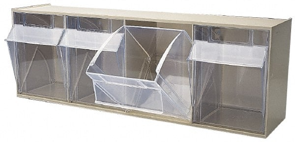 Quantum Storage QTB 304 IVORY 4 Compartment Ivory Small Parts Tip Out Stacking Bin Organizer 