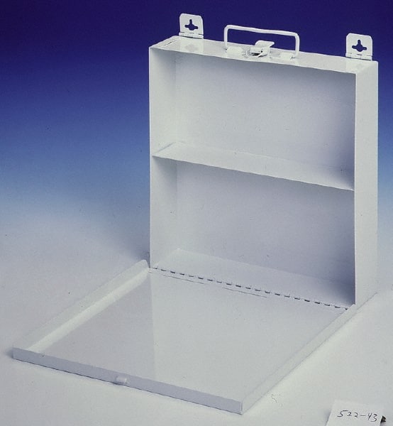 Empty First Aid Cabinets & Cases; Product Type: Unitized Kit ; Number of Shelves: 1 ; Door Type: Vertical ; Shelf Type: Fixed ; Color: White ; Material: Metal; Metal