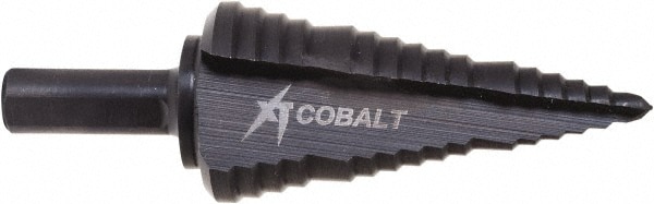 Step Drill Bits: 1/2" to 1" Hole Dia, Cobalt, 3 Hole Sizes