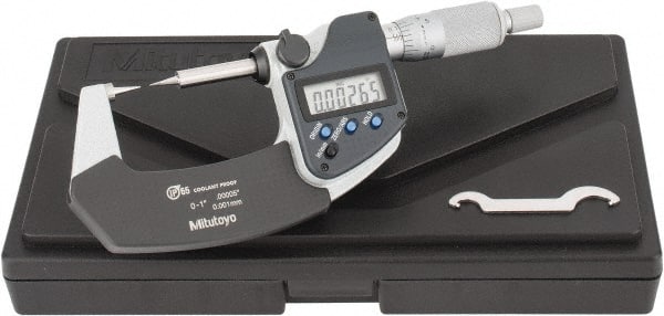 1 Inch, 32mm Throat Depth, Ratchet Stop, Electronic Point Micrometer