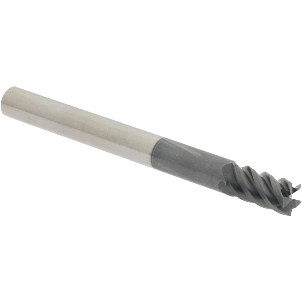 Square End Mill:  0.1875" Dia, 0.3125" LOC, 0.1875" Shank Dia, 2" OAL, 5 Flutes, Solid Carbide