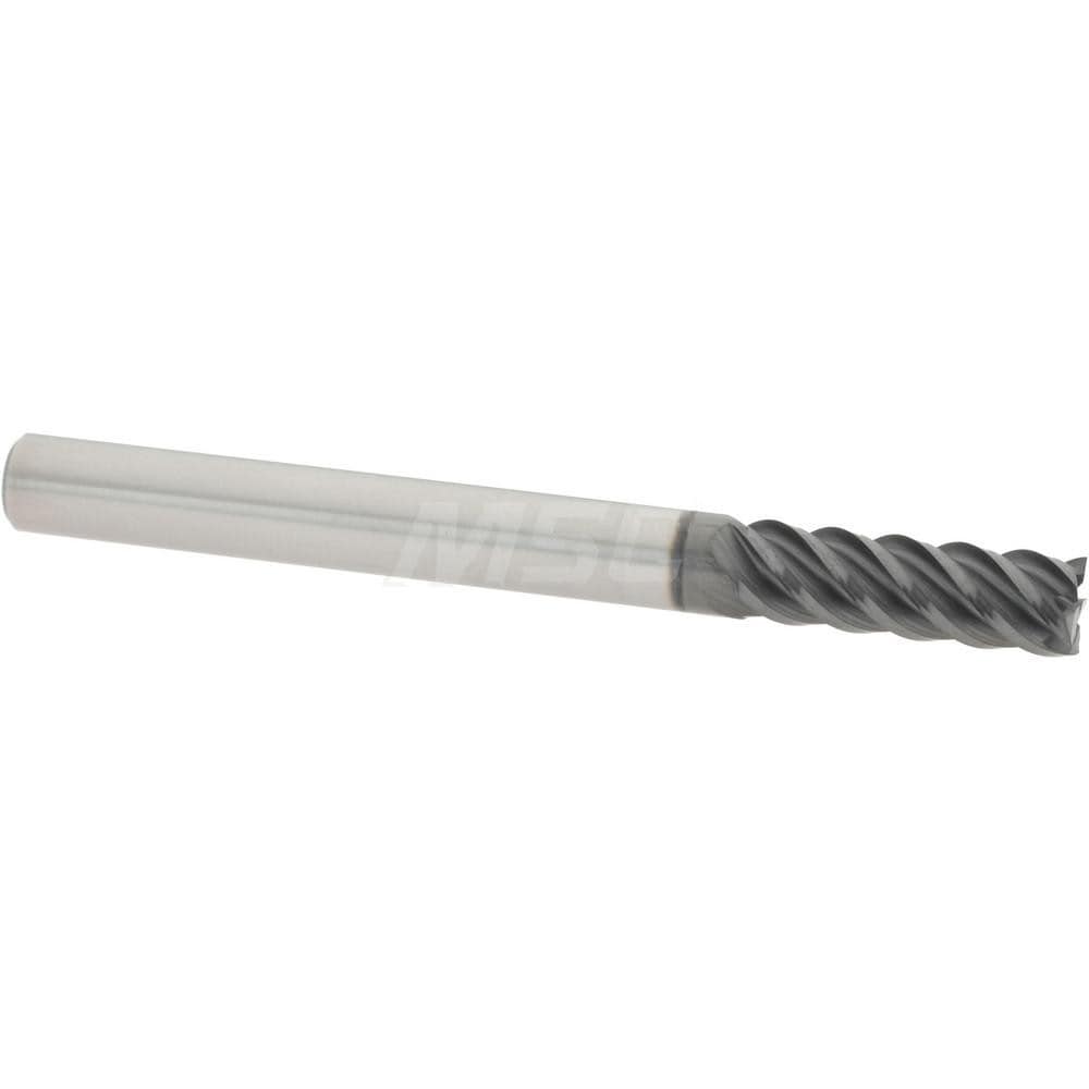 Square End Mill: 3/16" Dia, 9/16" LOC, 5 Flutes, Solid Carbide