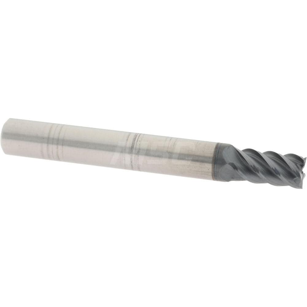 Square End Mill:  0.2188" Dia, 0.375" LOC, 0.25" Shank Dia, 2" OAL, 5 Flutes, Solid Carbide