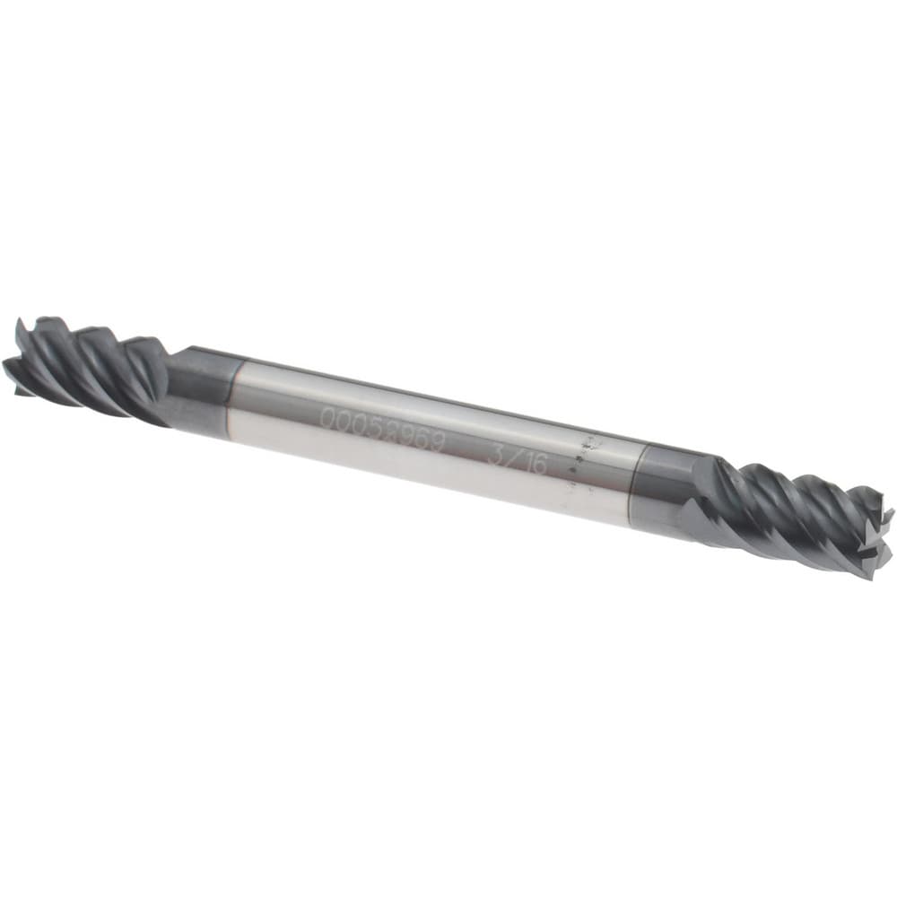 Square End Mill: 3/16'' Dia, 5/16'' LOC, 3/16'' Shank Dia, 2'' OAL, 5 Flutes, Solid Carbide