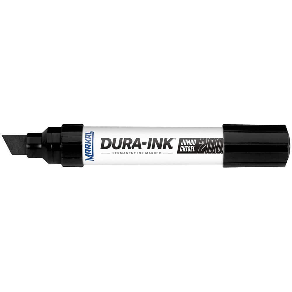 Permanent ink marker with broad chisel tip