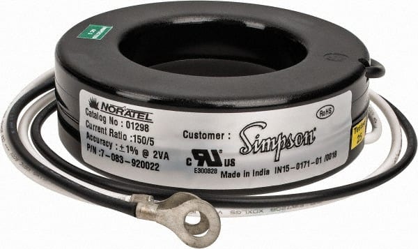 Simpson Electric 1298 2 VA Burden, 150 Amp AC Input, 5 Amp AC Output, 50 to 400 Hz, Panel Meter Donut Current Transformer 