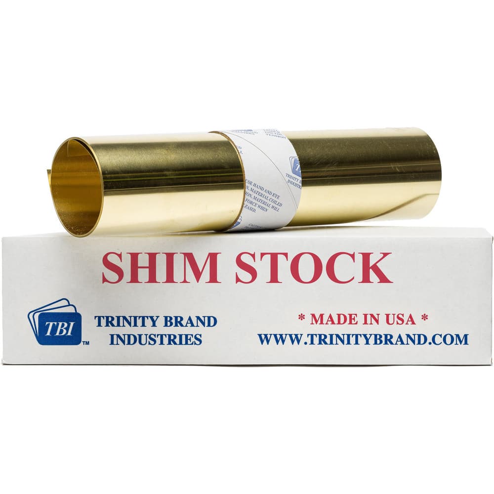 Shim Stock: 0.001'' Thick, 120'' Long, 12" Wide, 260 Alloy Brass