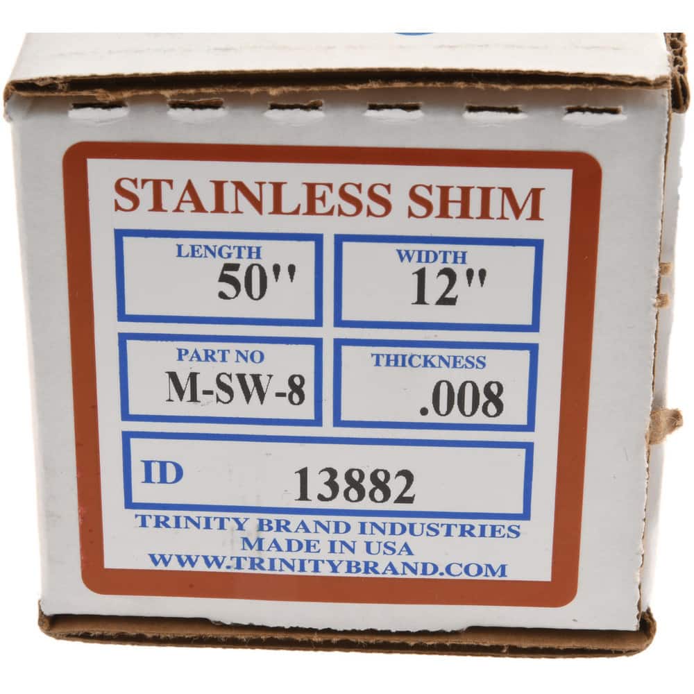 Shim Stock: 0.008'' Thick, 50'' Long, 12" Wide, 302 Stainless Steel