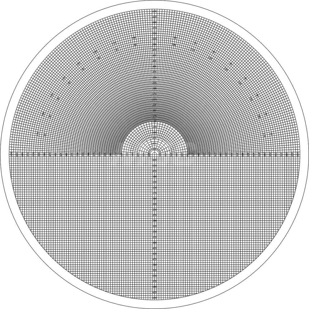 Suburban Tool OC-1-20X 13-3/4 Inch Diameter, Combination Grid and Radius, Mylar Optical Comparator Chart and Reticle 