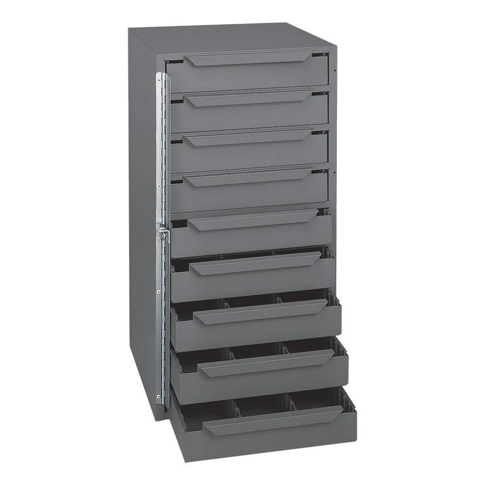 9 Drawer, Adjustable Compartment, Small Parts Lockable Storage Cabinet - 12-1/8" Deep x 12-5/8" Wide x 24-1/2" High