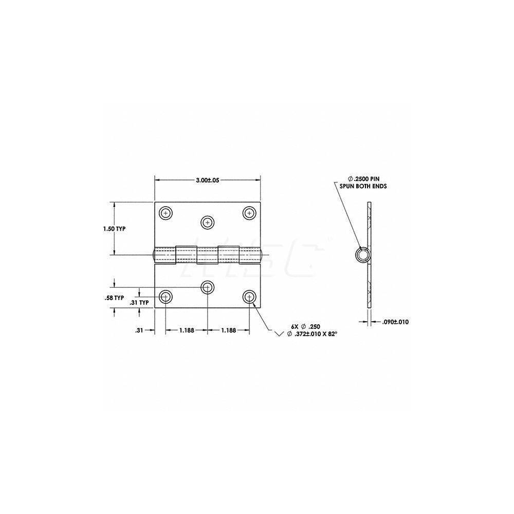 Guden - 3" Long X 3" Wide 302/304 Stainless Steel Commercial Hinge ...