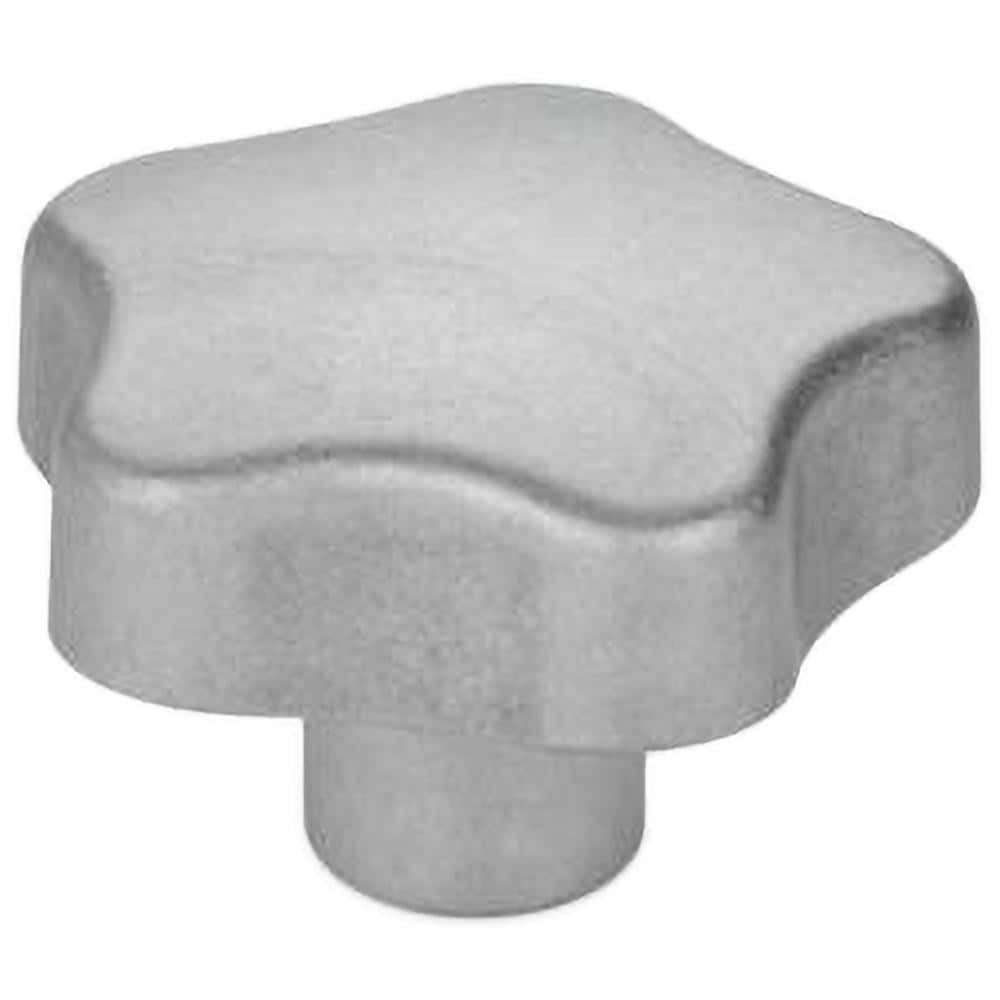 Star Lobed Knob: 40 mm Head Dia, 5 Points, Aluminum