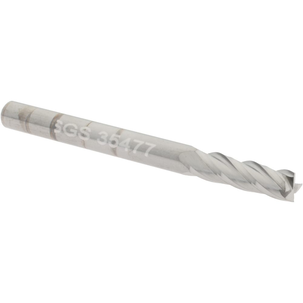 Square End Mill: 1/8" Dia, 7/16" LOC, 4 Flutes, Solid Carbide