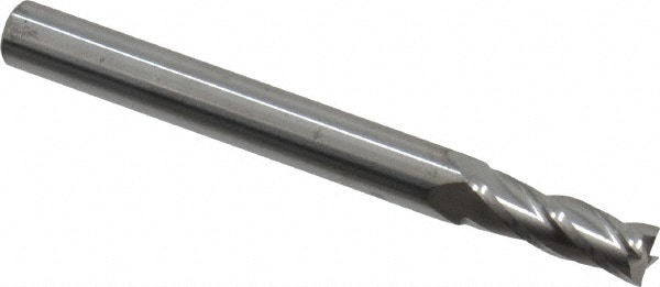 Square End Mill: 7/32'' Dia, 5/8'' LOC, 1/4'' Shank Dia, 2-1/2'' OAL, 4 Flutes, Solid Carbide