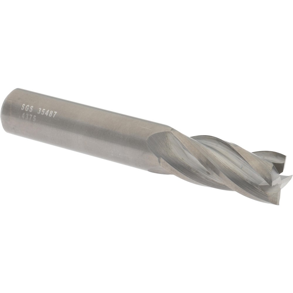 SGS 35487 Square End Mill: 7/16 Dia, 1 LOC, 7/16 Shank Dia, 2-3/4 OAL, 4 Flutes, Solid Carbide Image