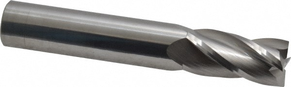 Square End Mill: 1/2'' Dia, 1'' LOC, 1/2'' Shank Dia, 3'' OAL, 4 Flutes, Solid Carbide