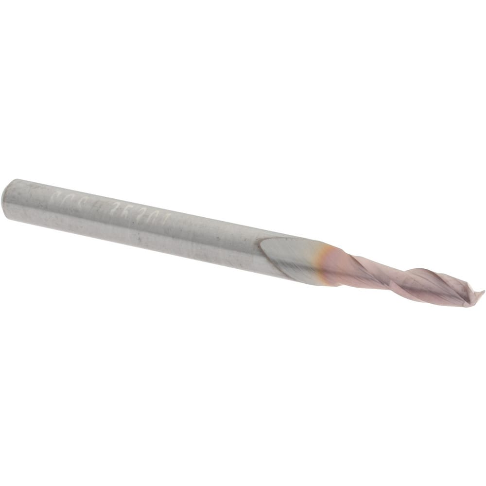 Square End Mill: 3/32'' Dia, 3/8'' LOC, 1/8'' Shank Dia, 1-1/2'' OAL, 2 Flutes, Solid Carbide