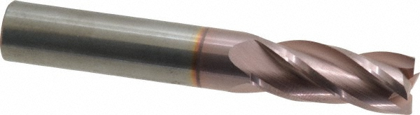 Square End Mill: 3/8" Dia, 7/8" LOC, 4 Flutes, Solid Carbide
