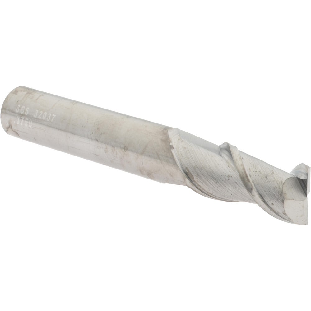 SGS 32037 Square End Mill: 3/8 Dia, 3/4 LOC, 3/8 Shank Dia, 2-1/2 OAL, 2 Flutes, Solid Carbide Image