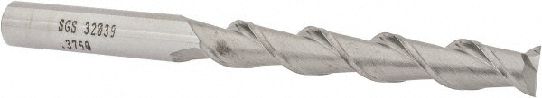 SGS 32039 Square End Mill: 3/8 Dia, 2-1/2 LOC, 3/8 Shank Dia, 4-1/4 OAL, 2 Flutes, Solid Carbide Image