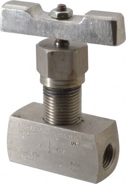 Value Collection NVA3020 Needle Valve: Straight, 1/4" Pipe, Stainless Steel Body Image