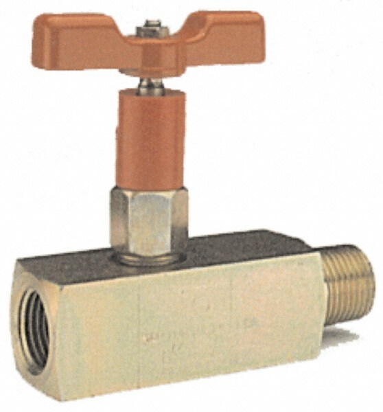 Needle Valve: Angled, 1/2" Pipe, Alloy Body