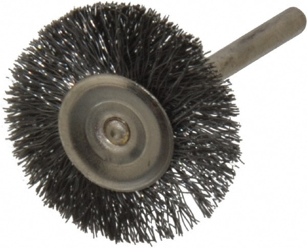 Wheel Brush: 1" Wheel Dia, Crimped